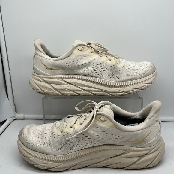 Hoka Shoes Womens 10.5 Clifton 8 Beige Running Sneakers - Picture 2 of 9